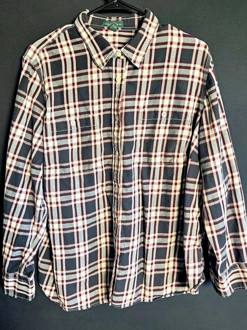 Lauren Ralph Lauren Plaid Button Down in Black & Red Size 2X Like New